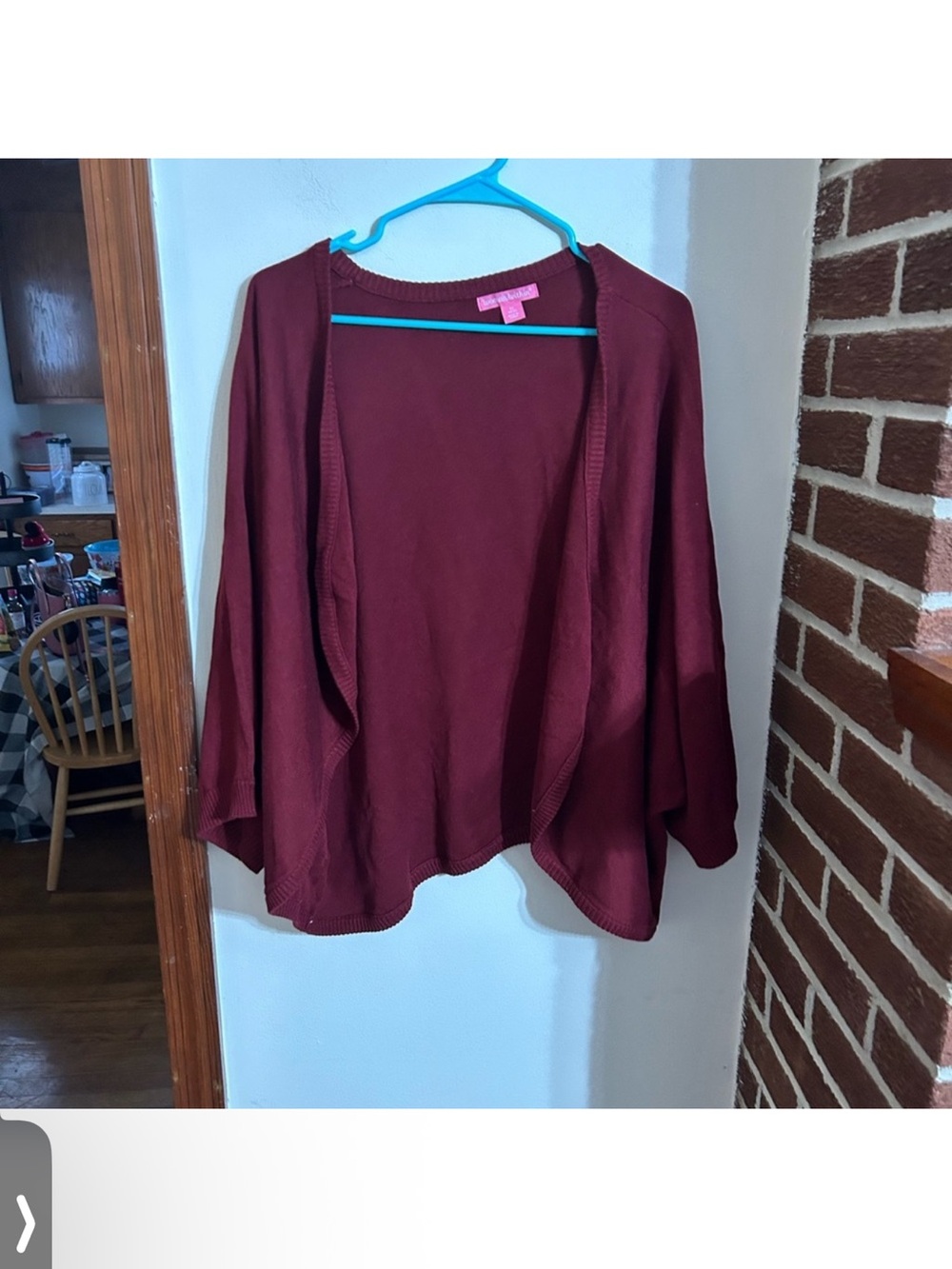 Woman Within Size 5x Open-Front Wine Cardigan